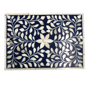 Bone Inlay Box Small - Navy Floral