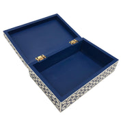 Bone Inlay Box (Large) - Navy Geometric