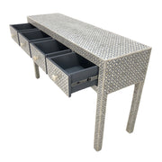 Bone Inlay 4 Drawer Hall Table or Side Table - Grey Geometric