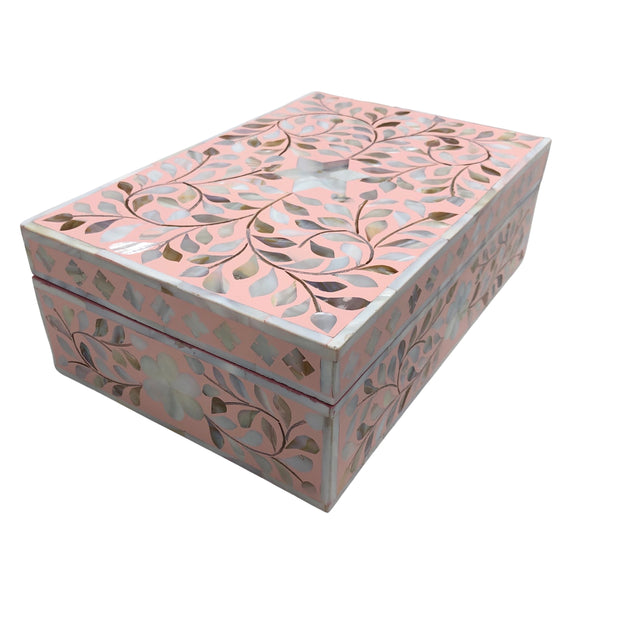 Mother of Pearl Inlay Box (Large) - Pink Floral