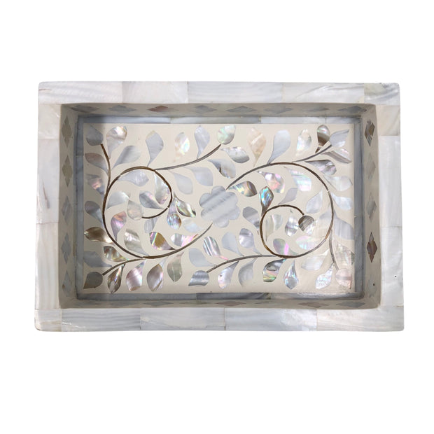 Mother of Pearl Inlay Tray (Small) - White Floral