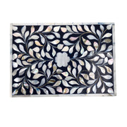 Mother of Pearl Inlay Box Small - Navy Floral