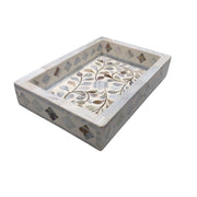 Mother of Pearl Inlay Tray (Small) - White Floral