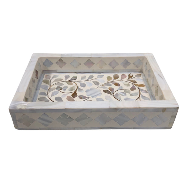 Mother of Pearl Inlay Tray (Small) - White Floral