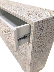 Mother of Pearl Inlay Sideboard / Buffet, White Floral (narrow depth)