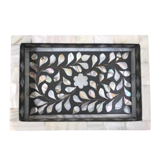 Mother of Pearl Inlay Tray (Small) - Dark Grey Floral