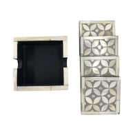 Bone Inlay Drink Coaster Set - Grey Geometric