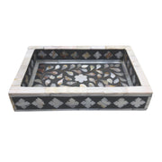 Mother of Pearl Inlay Tray (Small) - Dark Grey Floral