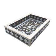 Mother of Pearl Inlay Tray (Small) - Dark Grey Floral