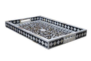 Mother of Pearl Inlay Tray (Medium) - Black Floral - Abacus and Hunt
