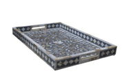 Mother of Pearl Inlay Tray (Medium) - Grey Floral - Abacus and Hunt