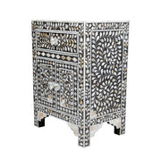 Mother of Pearl Inlay Bedside Table - Black - Abacus and Hunt Melbourne | Unique Furniture