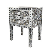 Mother of Pearl Inlay Bedside Table - Black - Abacus and Hunt Melbourne | Unique Furniture