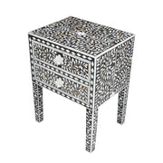 Mother of Pearl Inlay Bedside Table - Black - Abacus and Hunt Melbourne | Unique Furniture