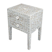 Mother of Pearl Inlay Bedside Table - Grey - Abacus and Hunt Melbourne | Unique Furniture