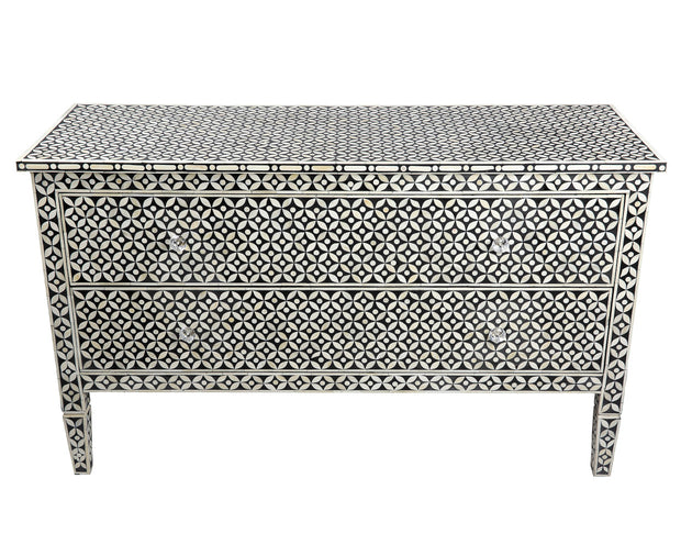 Bone Inlay 2 Drawer Buffet - Black Geometric - Abacus and Hunt Melbourne | Unique Furniture