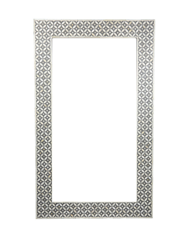 Bone Inlay Mirror - Grey Geometric - Abacus and Hunt Melbourne | Unique Furniture