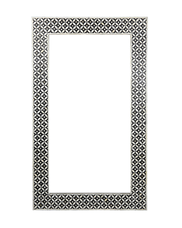 Bone Inlay Mirror - Black Geometric - Abacus and Hunt Melbourne | Unique Furniture