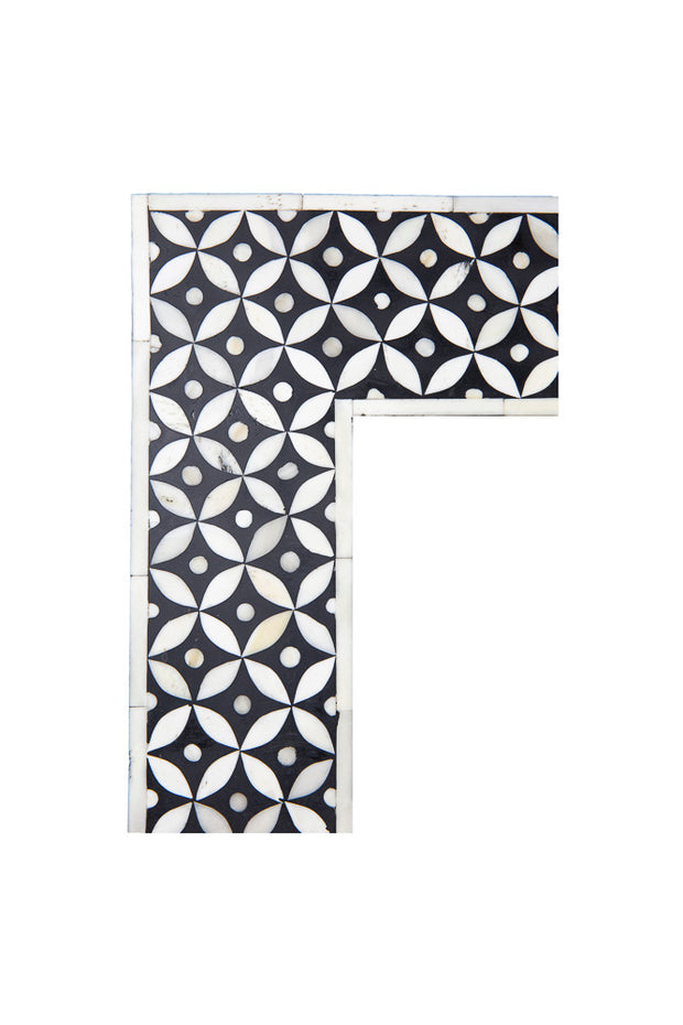 Bone Inlay Mirror - Black Geometric - Abacus and Hunt Melbourne | Unique Furniture