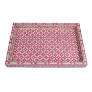 Bone Inlay Tray (Medium) - Pink Geometric - Abacus and Hunt Melbourne | Unique Furniture