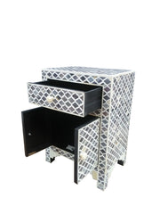 Bone Inlay Bedside Table - Marrakech Deep Grey - Abacus and Hunt Melbourne | Unique Furniture