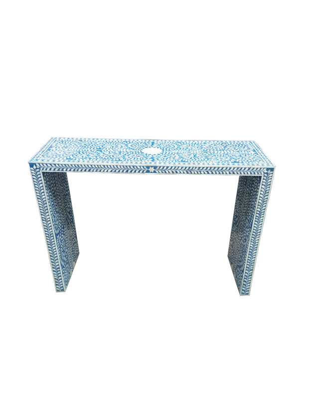 Bone Inlay Hall Table - Blue Floral - Abacus and Hunt Melbourne | Unique Furniture