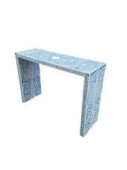 Bone Inlay Hall Table - Blue Floral - Abacus and Hunt Melbourne | Unique Furniture