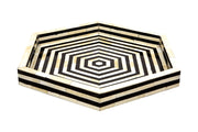 Bone Inlay Hexagonal Tray  - Black Lines