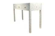 Bone Inlay 3 Drawer Hall Table or Side Table - White Floral