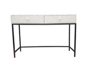 Bone Inlay 2 Drawer Side Table - White Floral - Abacus and Hunt