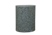 Mother of Pearl Inlay Drum Side Table - Grey