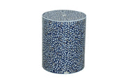 Mother of Pearl Inlay Drum Side Table - Indigo Blue