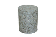 Mother of Pearl Inlay Drum Side Table - White
