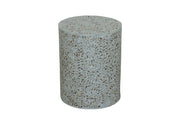 Mother of Pearl Inlay Drum Side Table - White