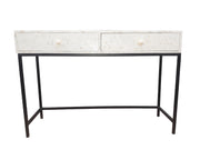 Bone Inlay 2 Drawer Side Table - White Floral - Abacus and Hunt