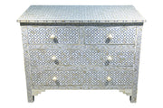 Bone Inlay 4 Drawer Chest of Drawers - Grey Geometric - Abacus and Hunt