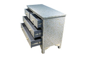 Bone Inlay 4 Drawer Chest of Drawers - Grey Geometric - Abacus and Hunt