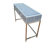 Bone Inlay 2 Drawer Side Table - Black Geometric - Abacus and Hunt