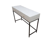 Bone Inlay 2 Drawer Side Table - White Floral - Abacus and Hunt