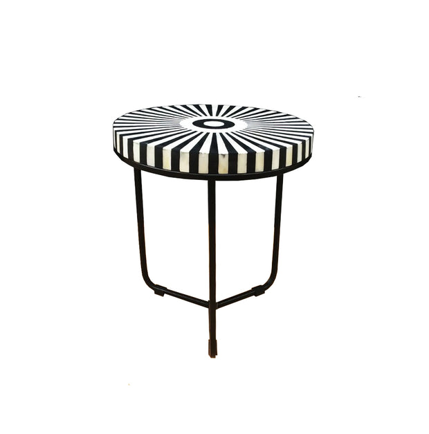 Bone Inlay Side Table - Black Geometric - Abacus and Hunt Melbourne | Unique Furniture