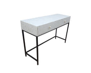 Bone Inlay 2 Drawer Side Table - White Floral - Abacus and Hunt