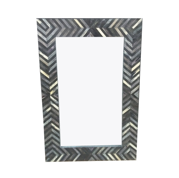 Bone Inlay Mirror - Black Chevron - Abacus and Hunt Melbourne | Unique Furniture