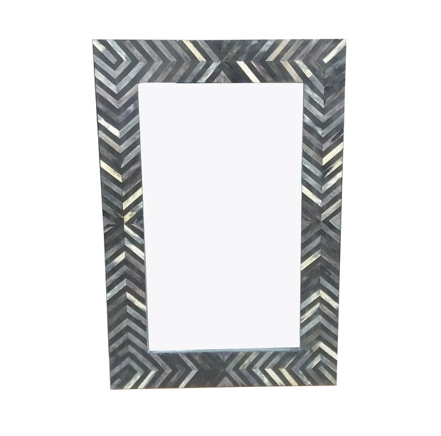 Bone Inlay Mirror - Black Chevron - Abacus and Hunt Melbourne | Unique Furniture