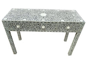 Bone Inlay 3 Drawer Hall Table or Side Table - Grey Floral - Abacus and Hunt Melbourne | Unique Furniture