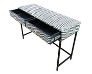 Bone Inlay 2 Drawer Side Table - Black and White Thin Zig Zag - Abacus and Hunt Melbourne | Unique Furniture