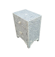 Bone Inlay Bedside Table - Grey Floral - Abacus and Hunt Melbourne | Unique Furniture