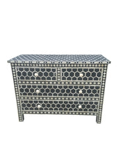 Bone Inlay 4 Drawer Chest of Drawers - Black Honeycomb - Abacus and Hunt Melbourne | Unique Furniture