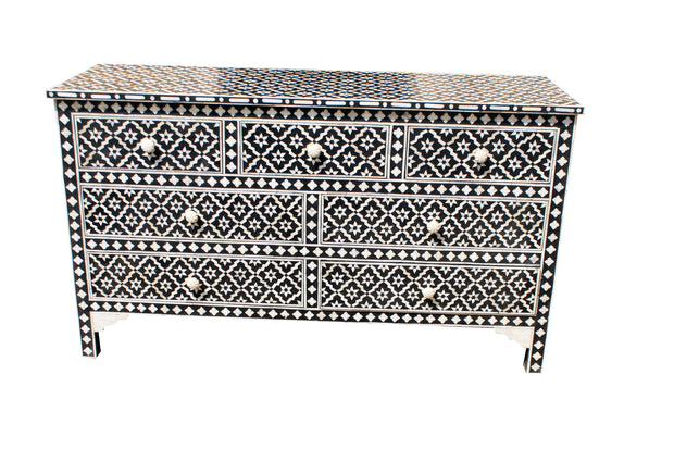 Bone Inlay 7 Drawer Chest of Drawers - Black Wallpaper - Abacus and Hunt