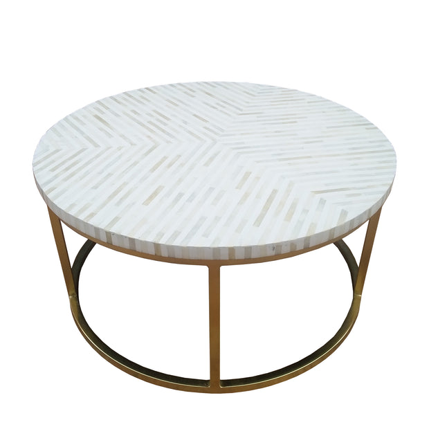 Bone Inlay Coffee Table - White Lines - Abacus and Hunt Melbourne | Unique Furniture