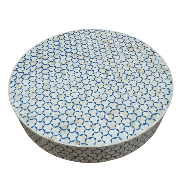 Bone Inlay Coffee Table - Royal Blue Geometric - Abacus and Hunt Melbourne | Unique Furniture